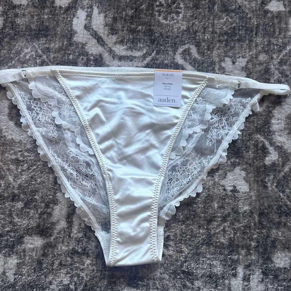 Auden Size Medium Microfiber String Cheeky Underwear Lace